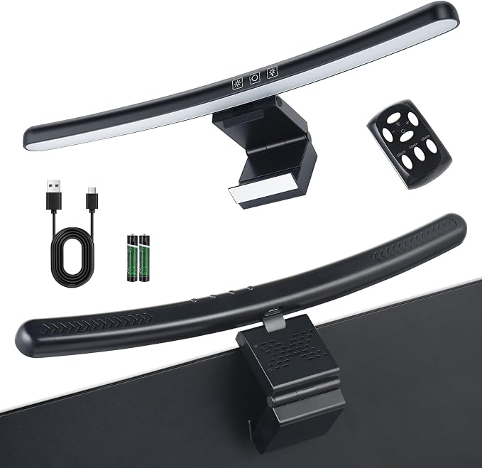 ELUTENG Curved Monitor Light Bar, Black, 27-34 Inch | PC Screen Lamp, 15 RGB