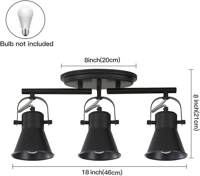 SEEBLEN 3-Lights Ceiling Track Lighting Fixtures Can Used for Mirror Front Wall Lights, Adjustable Ceiling Spotlight 3-Light Vanity Lamp