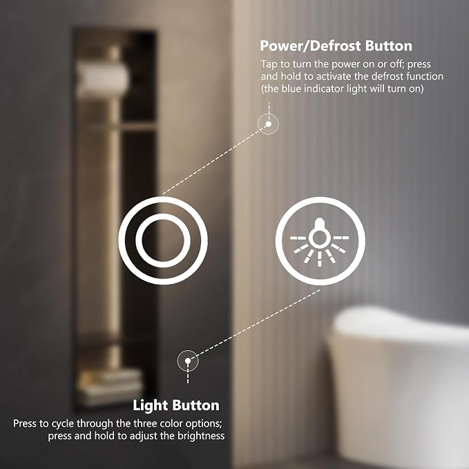 Sweetcrispy 24"x 36" Smart Anti-Fog LED Bathroom Mirror with Lights and Front Light & Backlit, 3 Color Temperatures, Dimmable, Memory Function, Rectangle Modern Vanity Mirror