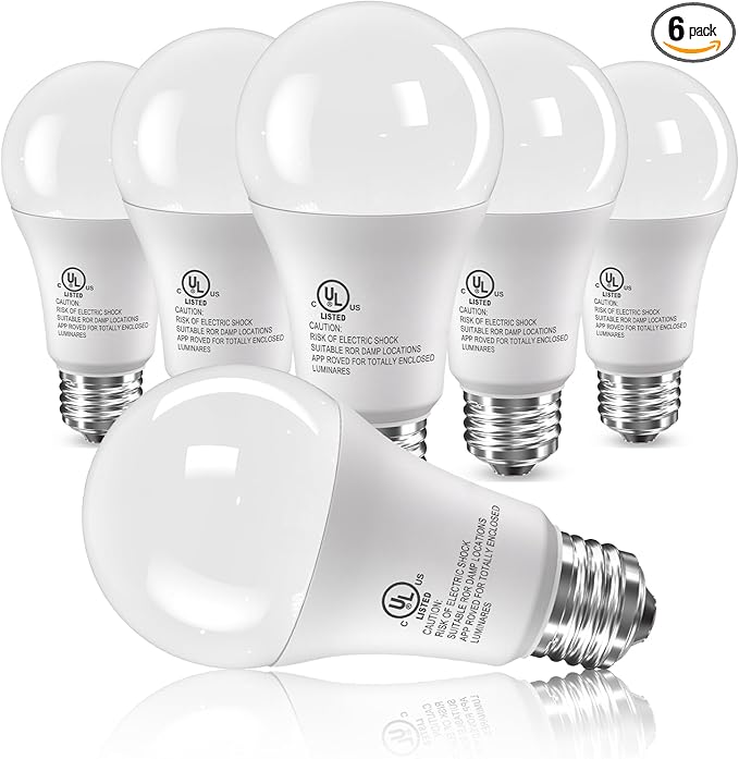 6 Pack LED Light Bulbs 100 Watt Equivalent, A19 15W 5000K Daylight, Super Bright White Light 1500 Lumens, E26 Standard No Flicker Energy Saving Lamp Bulb for Home, Bedroom, Office, Non-Dimmable