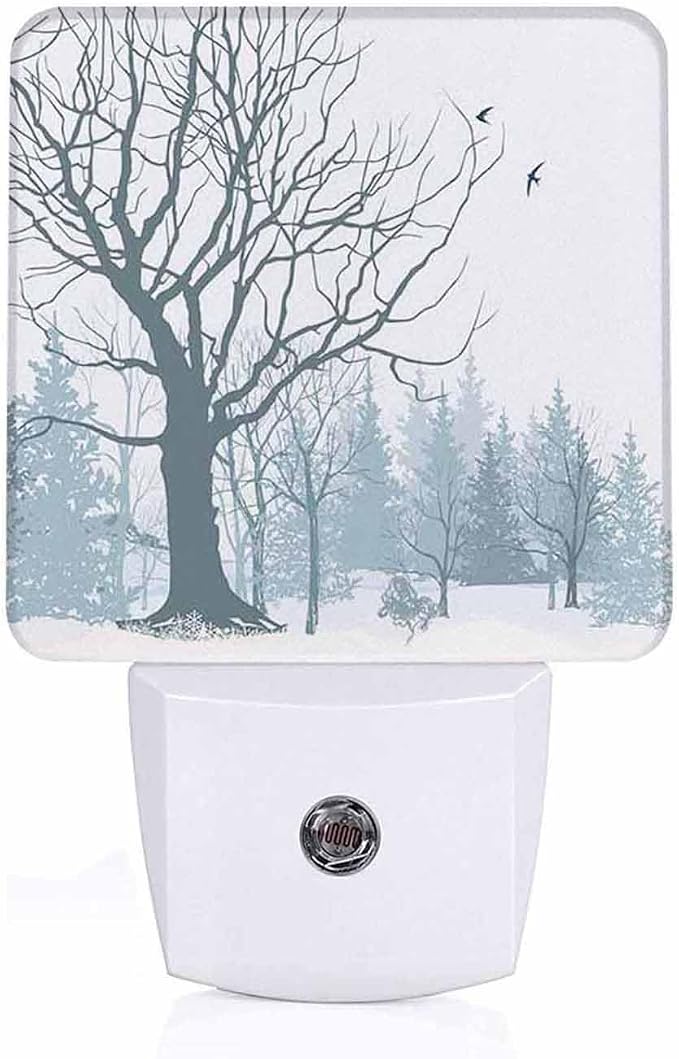 LED Night Light Lamp with Smart Sensor Dusk to Dawn Sensor,Snowy Forest Night Light Daylight White,0.5W Plug-into Wall for Adults,Bedroom,Bathroom,Hallway,Kitchen