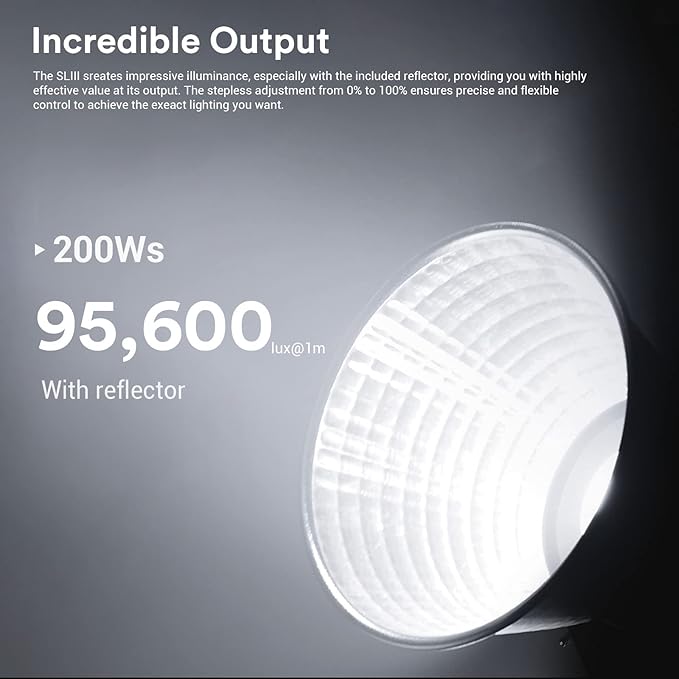 Godox SL200III, SL200W III SL-200WIII 215W Bowens Mount Daylight Balanced Led Video Light, 95600lux@1m, CRI96+ TLCI97+, 8 FX Special Effects, Ultra Silent Fan Continuous Lighting