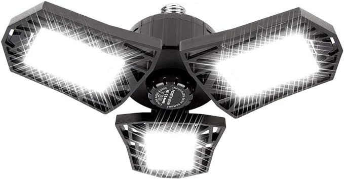 LED Garage Light - 6000 Lumen 6500K Daylight 60W, Three Leaf Led Garage Ceiling Lights