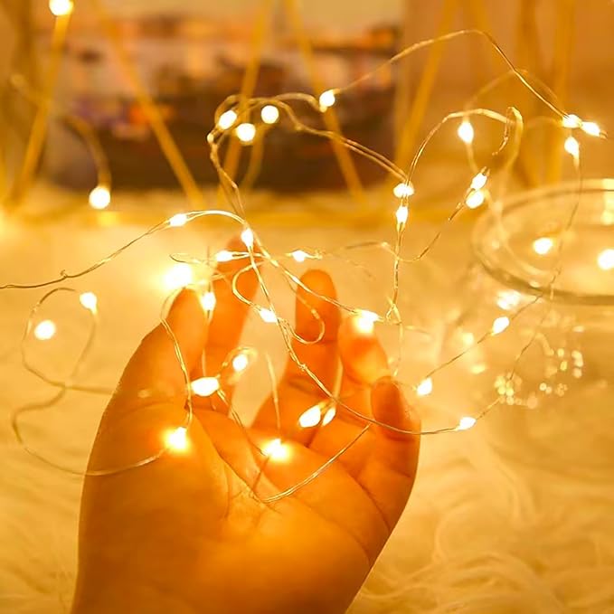 7 Pack LED Fairy Lights with Timer Battery Operated,3M 30 LED Firefly Lights Copper Wire Mini Twinkle String Lights,for Bedroom,Christmas,Wedding Decorations,Warm White