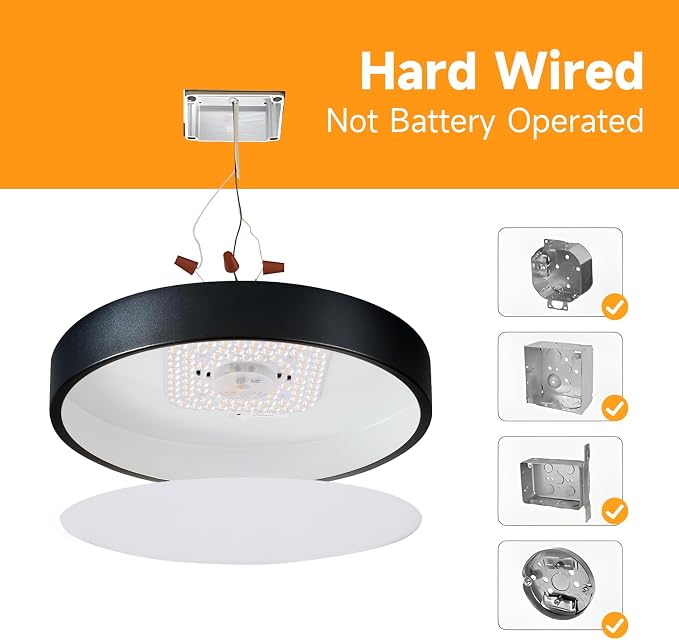 Flush Mount Ceiling Light Fixtures Black LED Dimmable 5CCT 15 Inch 36W | 2700K, 3000K, 3500K, 4000K, 5000K, with Remote Control,Iron, IP40, For Bedroom, Kitchen, Entryway, Closet & Hallway, ETL