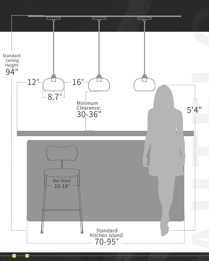 AUTELO Black Pendant Lights Kitchen Island, 1-Light Pendant Lights in Black Finish with Clear Glass, Modern Pendant Light Fixtures, Hanging Lamp for Kitchen Island H9385 BK-R