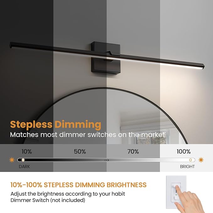 Modern Bathroom Vanity Light 32 Inch Matte Black Dimmable 5CCT LED Vanity Light Bar for Bathroom Lighting Fixtures Over Mirror Cabinets Bedroom, 24W