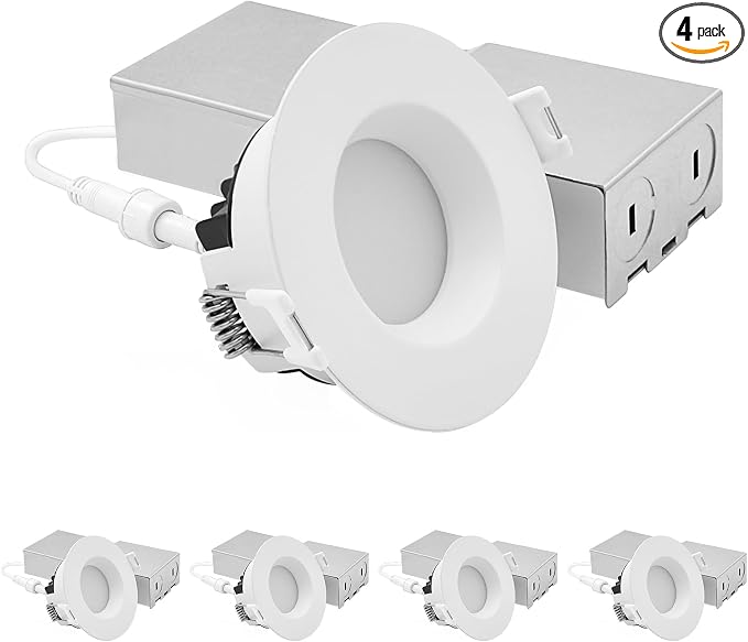 LUXRITE 3 Inch LED Recessed Light, Regressed Mini Panel Spotlight, 5CCT 2700K-5000K, 9/12 Watt, 750/1000 Lumens, Dual Dimmable (TRIAC & 0–10V), 90° Beam, Wet Rated, ETL Listed (4 Pack)