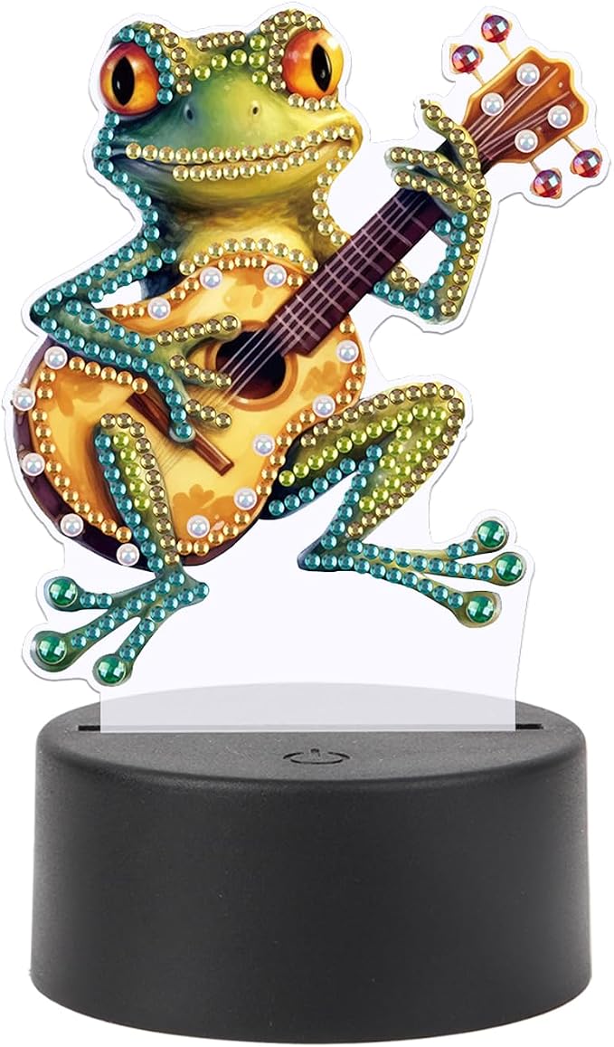 JISHSHAY Diamond Painting Night Light Diamond Art Table Lamps Gem Art LED Lights Gem Painting Desk Lamp Mosaic Kits for Adults DIY Kits for Adults with Special Shaped Crystal Frog