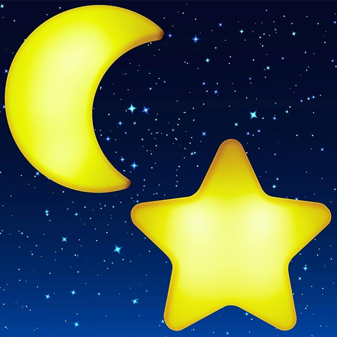Mudder 2 Pack Night Light Plug into Wall Soft LED Night Light Cute Wall Nursery Lamp Warm Sensor Plug-in Intelligent Nightlight for Bedroom Hallway(Star, Moon,Yellow)