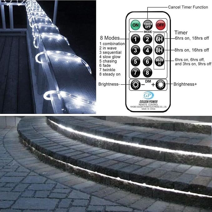 Solhice 75ft Rope Lights Outside Cool White 280 LEDs with Remote Control, Waterproof Outdoor LED Tube Light with Timer, Rope Lighting for Christmas, Deck, Patio, Bedroom Indoor (Not Connectable)