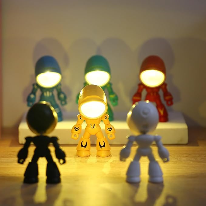 2PCS Lonely Robot Cartoon Cute Robot Design Companion Table Light, LED Mini Night Light, Mini Portable, for Bedroom Office, Thanksgiving Gifts (2pcs-F)