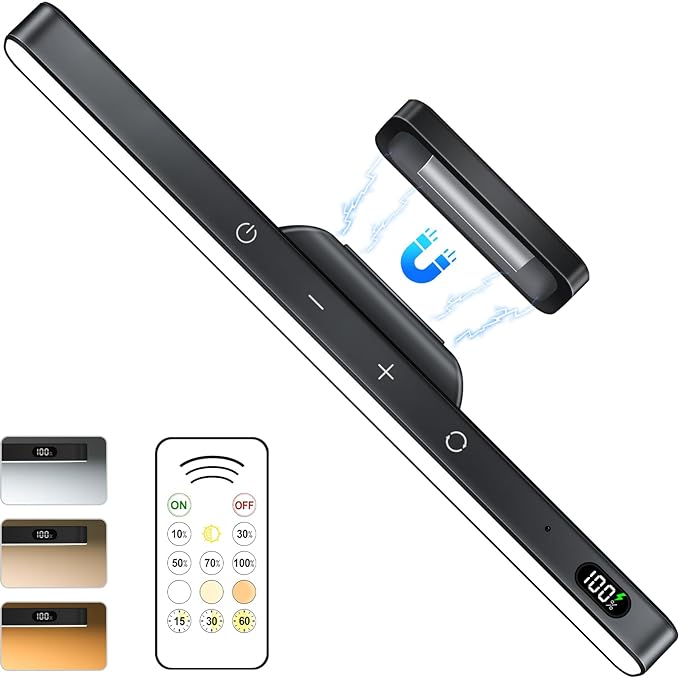 WILLED 5W Mirror Lights with Remote Control,3 Colors Adjustable Makeup Light with 120 LED,2500mAh Rechargeable Under Cabinet Lighting Wireless,Magnetic Stick on Touch Light for Closet,Bunk Bed