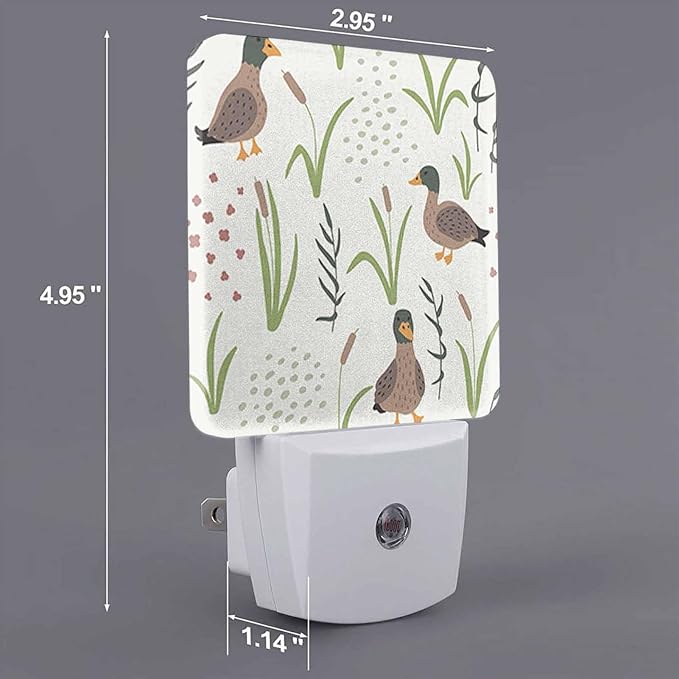 LED Night Light,Natural Grass Landscape Wild Duck LED Night Light Plug into Wall with Dusk to Dawn Light Sensor White Energy Efficient Nightlight for Bedroom Hallway Living Room Kitchen