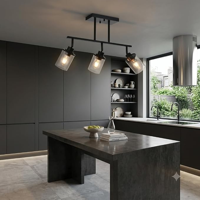 Yaohong Black Track Light Fixtures Ceiling, 3 Light Bathroom Vanity Lights | Modern Kitchen Tracking Lights Flexibly Rotatable Light Head, for Living Room, Bedroom, Hallway, Shop