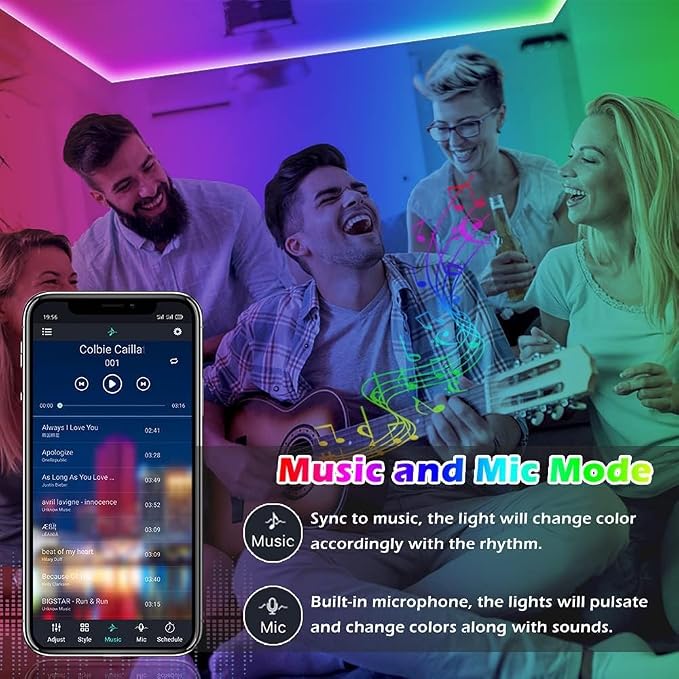 41FT Led Strip Lights,Long Smart Led Light Strips Music Sync 5050 RGB Color Changing Rope Lights,Bluetooth APP/IR Remote/Switch Box Control Led Lights for Bedroom,Home Decoration,Party,Festival