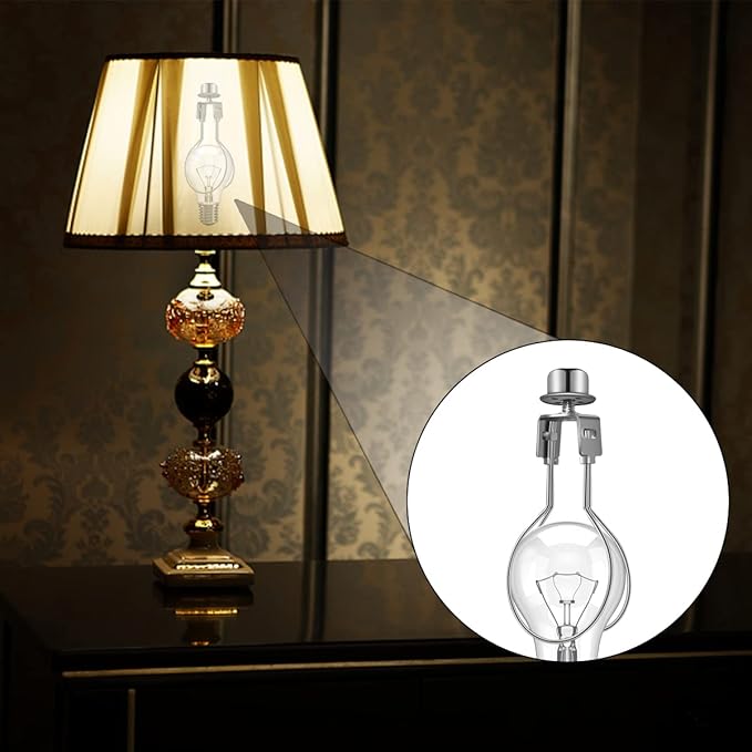 yuntop Clip on Lampshade Adapter, Lamp Shade Light Bulb Clip Adapter Includes Finial, Lamp Shade Holder for Clip On Light Bulbs(1Pcs, Silver)