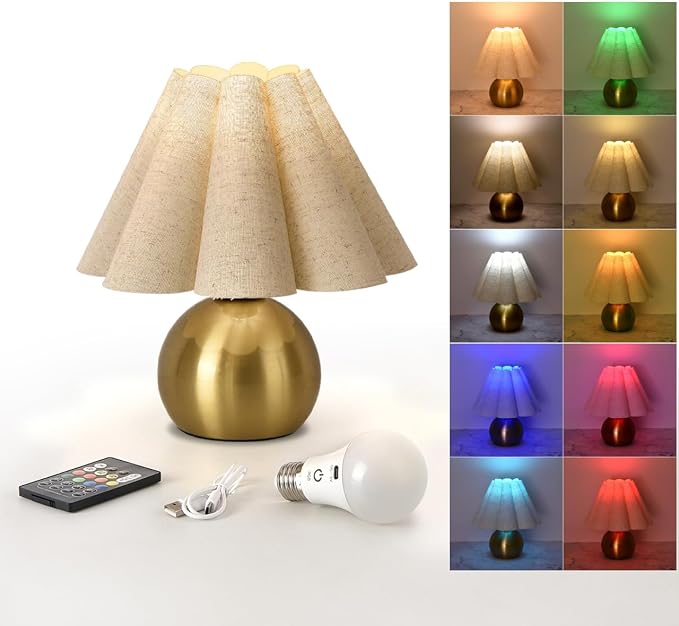 Ziqqeelam Rechargeable Cordless Small Table Lamp, Battery Operated Remote Control Gold Mini Table Lamps for Bedroom Nightstand, Cute Small Table Lamp for Small Spaces for Kitchen Counter, Bookshelf
