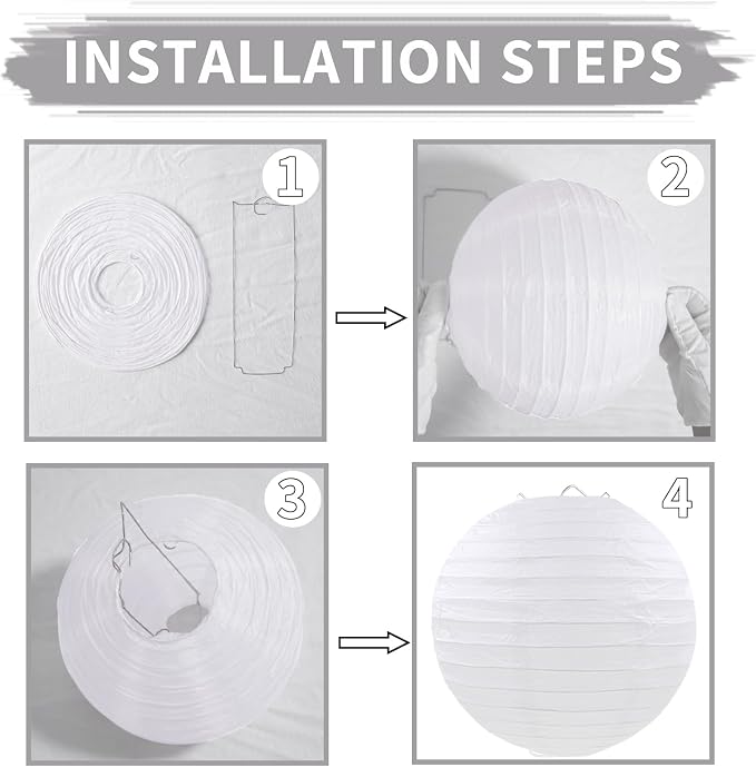 White Paper Lanterns Party Decorations, Hanging Paper Lanterns for Birthday Wedding Baby Bridal Shower Christmas New Year Party Decoration (12 PCS)