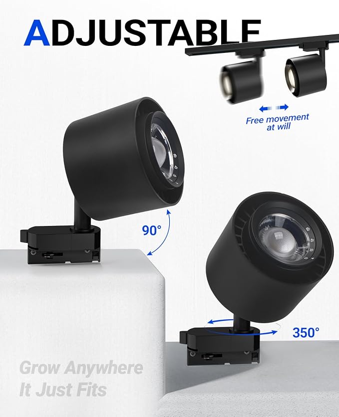 Barrina TR40C Track Grow Light, 3 x 40W 5000K, 15°-60° Beam Angle, Black | Full Spectrum Ceiling Grow Spotlight, Adjustable Beam Angle, Track Plant Light System for Greenhouse, with Timer, H-Type Rail