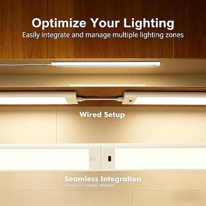 12 Inch Under Cabinet Lighting High Brightness Linkable LED Light Bar, Hand Wave Activated Motion Lights for Kitchen,Home,Room 5 CCT (2700K-6000K) Stepless Dimmable Closet Light, 350LM 5W