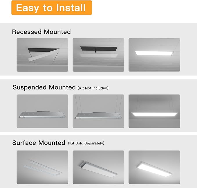 1x4 LED Flat Panel Light,Selectable 5CCT,0-10V Dimmable,5200LM,4Pack | Recessed Mount,3000K/3500K/4000K/5000K/6500K,20W/25W/30W/35W/40W, 1x4FT LED Drop Ceiling Fixture for Office,School,ETL Listed