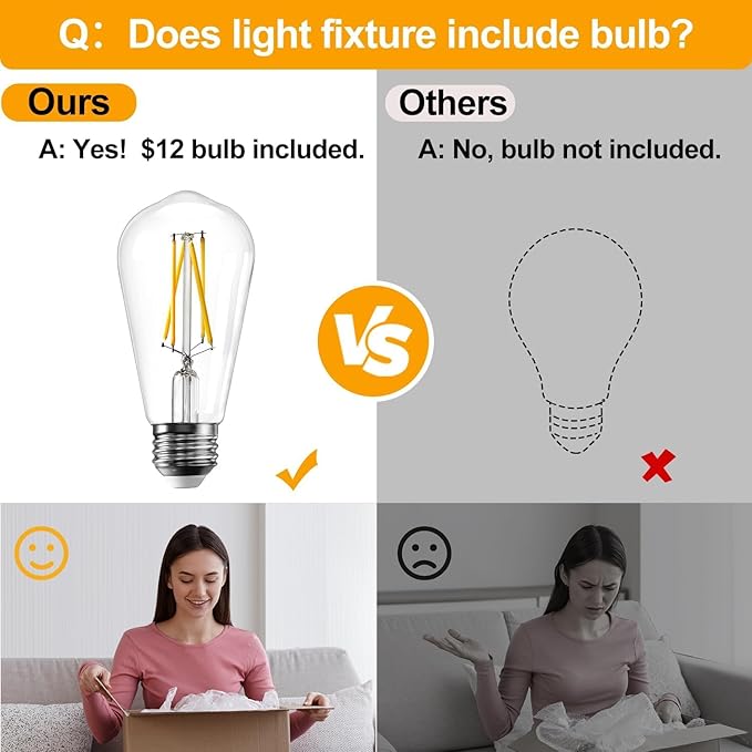 Industrial Semi Flush Mount Ceiling Light, 800 Lumen LED Bulb Included, Clear Glass Shade Ceiling Light Fixture, Farmhouse Light Fixture for Hallway Corridor Kitchen Bathroom Bedroom Passway