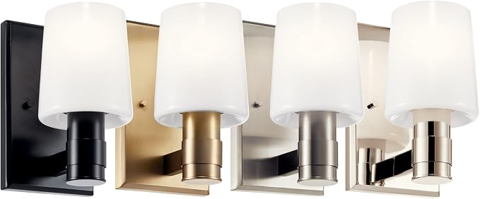 Kichler Adani 1-Light Wall Sconce, Modern Light with Opal Glass in Brushed Nickel, for Bathroom, Powder Room, Kitchen, Bedroom, or Hallway (8.5" x 5"), 55174NI