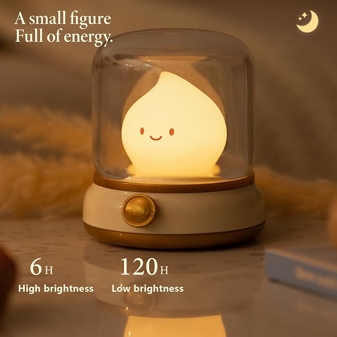 Campfire Chibi Flame Night Light, Retro Amber Lamp with Dimming Feature for Camping, Smoko Light, Gift, Party, Room Decor(Retro Flame Lamp)
