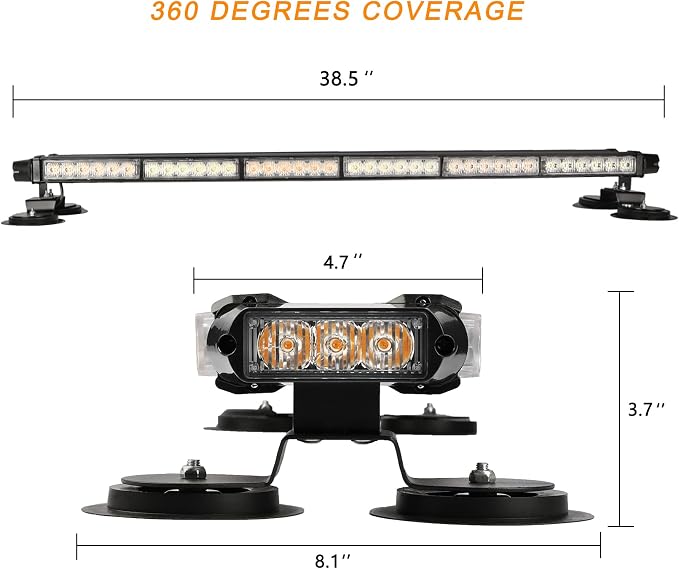 ASPL 38.5" 78 LED Strobe Light Bar Double Side Flashing High Intensity Emergency Warning Flash Strobe Light with Magnetic Base for Safety Construction Vehicles Tow Trucks Pickup (Amber/Red)