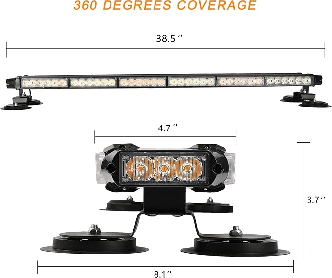 ASPL 38.5" 78 LED Strobe Light Bar Double Side Flashing High Intensity Emergency Warning Flash Strobe Light with Magnetic Base for Safety Construction Vehicles Tow Trucks Pickup (Amber/Green)