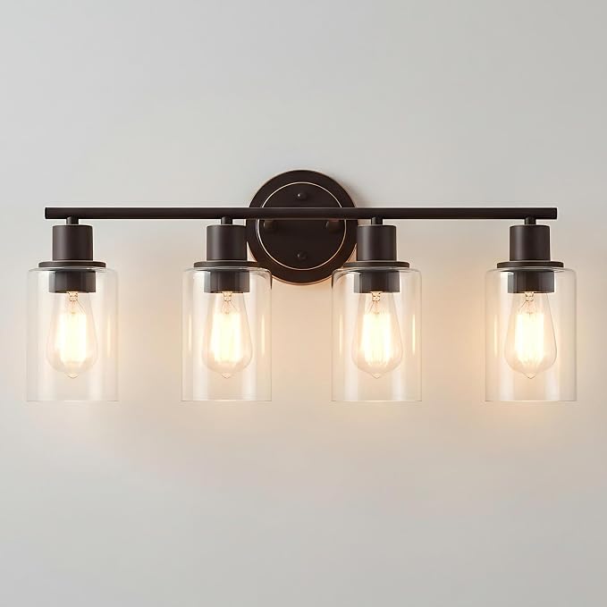 4-Light Oil Rubbed Bronze Bathroom Lighting Fixtures Over Mirror 4-Light Bathroom Vanity Light Oil Rubbed Bronze Vanity Wall Sconce Over Sink