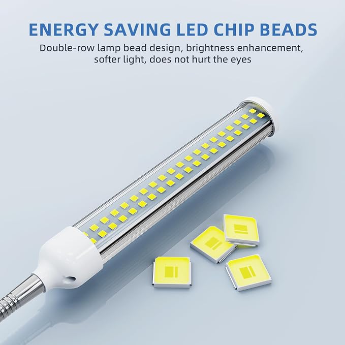 LED Magnetic Work Light, 15W high Brightness,Flexible Gooseneck lamp with Strong Magnetic Base for Lathe Milling Drill Press Industrial 1500lums Lighting 110-230V