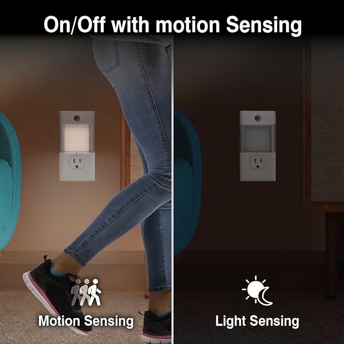 Camelion 3-in-1 Emergency Light, Power Outage Night Light, 4-Pack | Rechargeable Plug-in LED light,Battery Backup, Dusk to Dawn Motion Sensor,Power Failure,Hurricane Ready,ETL Safety Certified