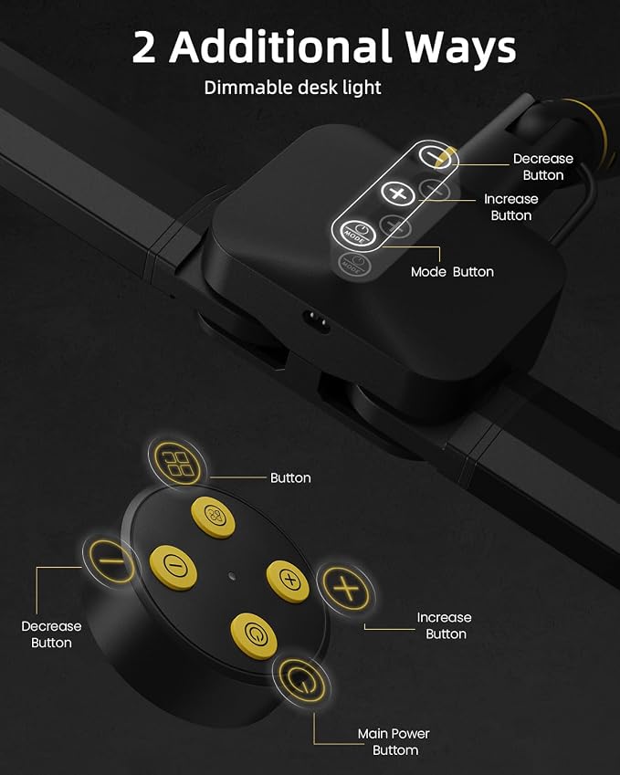 Ring Light with Stand, Sensor Switch Dual Light Head | Desk Lamps for Home Office 270° Rotatable & Extendable Aluminum Alloy Arm, Eye-Caring, 24W Dimmable Desk Light with Clamp