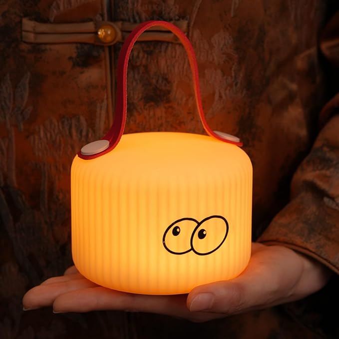 Lantern Night Light, Cute Lantern Night Lamp for Kids Bedroom USB Rechargeable Lamps 2 Brightness Levels, Nursery Bedside Delay-Off Nightlight for Boys Girls Birthday Thanksgiving Christmas