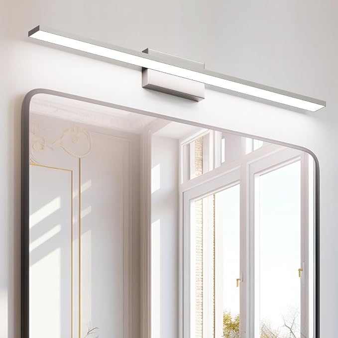 Ralbay Brushed Nickel Vanity Light for Bathroom Metal Acrylic Modern LED Bathroom Light Fixtures Brushed Nickel 40inch