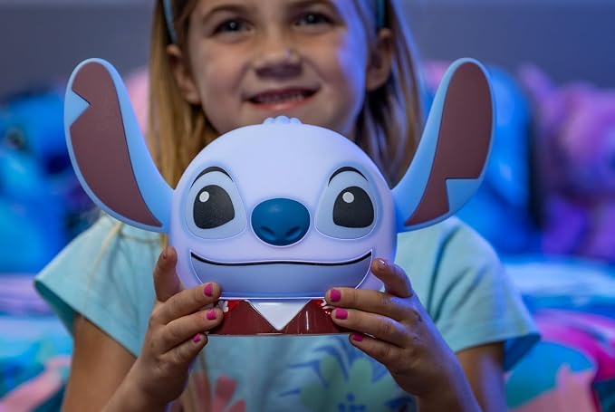 Disney Squish'ems Lilo & Stitch Night Light for Kids, Soft Silicone | Dimmable Kids Bedside Lamp, Light for Kids Room, Bedroom, and Playroom, USB Powered with AAA Battery Option
