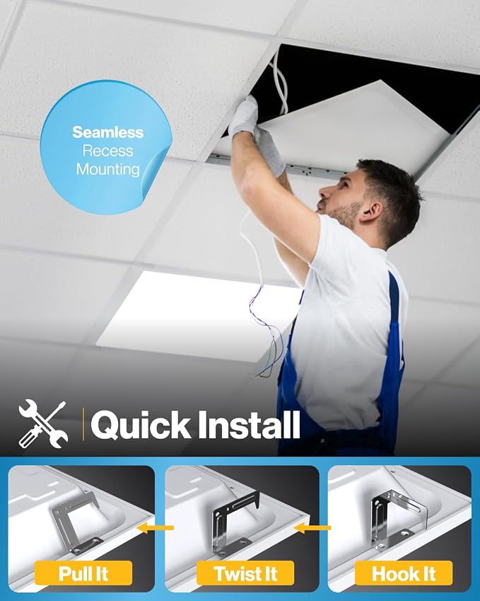 Sunco 24 Pack 2x2 LED Flat Panel Light, 40W, 3CCT, 4400LM, Dimmable | Selectable CCT 4000K/5000K/6000K, 0-10V, Commercial Troffer Replacement Lighting Fixture, Office and Drop Ceiling Lighting