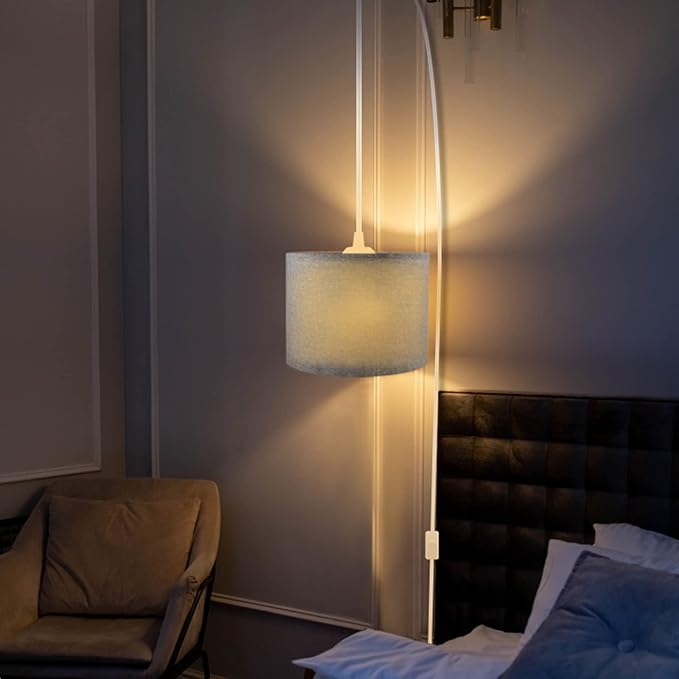 15FT Plug in Pendant Light with Switch,Hanging Lamp with Plug in Cord, Hanging Light Pendant Lamp with Remote Control，Pendant Light Fixture for Living Room Bedroom Farmhouse (Grey x2)