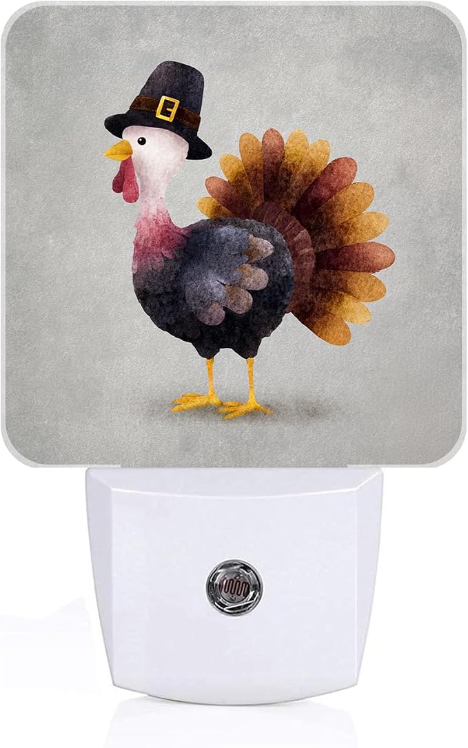 Cute Cartoon Turkey Night Light,Plug-in Night Lights with Dusk-to-Dawn Sensor for Stairway,Hallway,Bedroom Sleep Friendly Ideal for Women/Girls/Boys Gift,0.5w