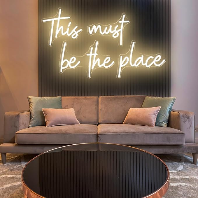 78x16 Inch Super Large This Must Be The Place Neon Sign for Wall Decor,Neon Light Signs with Remote Dimmer,This Must Be The Place LED Sign for Bedroom, Office, Cafe, Bar, Weddings, Warm White