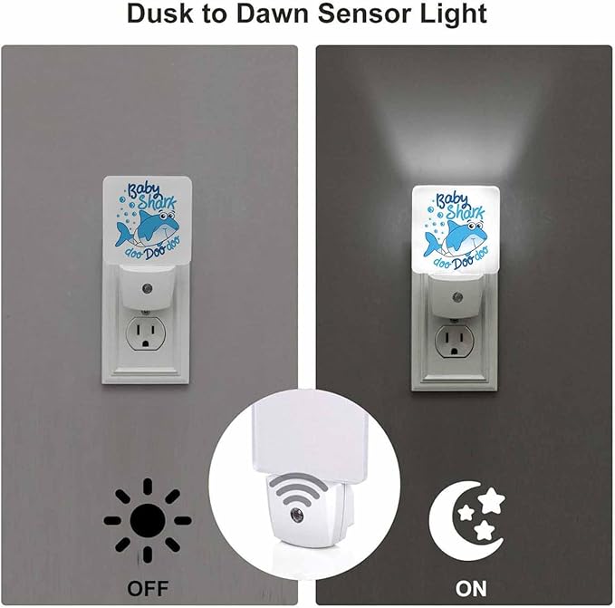 LED Night Light,Cartoon Bubbles Cute Shark LED Night Light Plug into Wall with Dusk to Dawn Light Sensor White Energy Efficient Nightlight for Bedroom Bathroom Hallway Living Room Kitchen