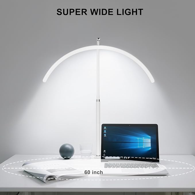 Professional Half Moon LED Desk Light for Nail Techs & Artists – Flexible Gooseneck Lamp with Clamp, 5 Color Modes & 5 Brightness Levels for Manicure, Tattoo, Beauty Work