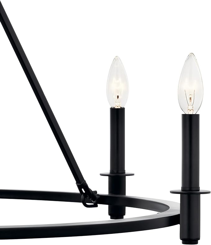 KICHLER Carrick 6-Light Chandelier, Updated Traditional Light in Black, Sloped Ceiling Compatible, for Dining Room, Office or Bedroom (23.7" x 32.25"), 52705BK