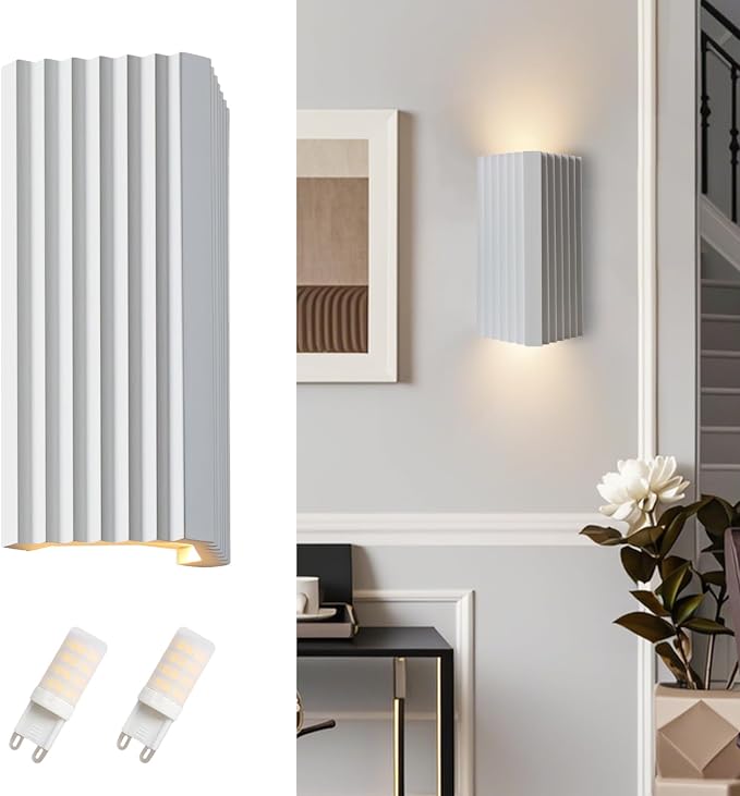 ZEROUNO LED Wall Sconce Indoor Wall Lights, White Hardwired Up and Down Wall Mount Light for Living Room Bedroom Hallway Corridor Stairs Warm White 3000K (with Replacement G9 Bulbs)