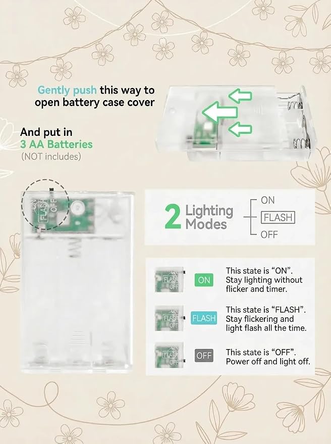 Flower Battery Operated Indoor String Lights 30L Cherry Blossom Fairy Light | Waterproof Outdoor Garden Party Camping Birthday Wedding Room Multicolor