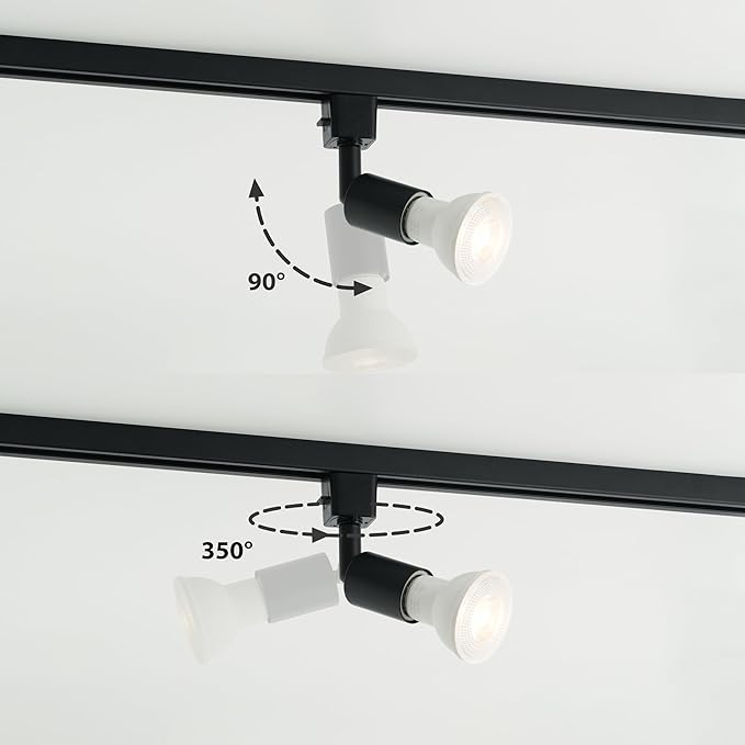 mirrea L Type Track Lighting Head to E26 Medium Screw Base Adapter Light Direction Adjustable Pack of 3 (Black)