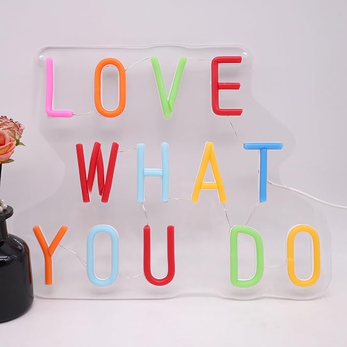 Love What You Do LED Neon Sign, Inspirational Wall Decor with Dimmable USB Powered Neon Light for Bedroom, Living Room, Office, Bar Decor Holiday Birthday Gift