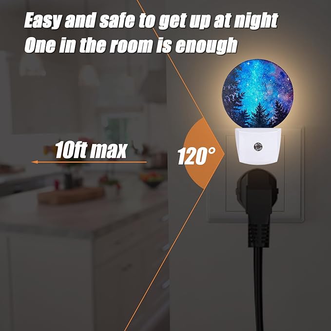 Northern Night Light,Forest Galaxy Sky Nightlight Plug into Wall LED Lamp Auto Sensor Dusk to Dawn for Bedrooms/Kitchens/Toilets/Corridors,Energy-Saving